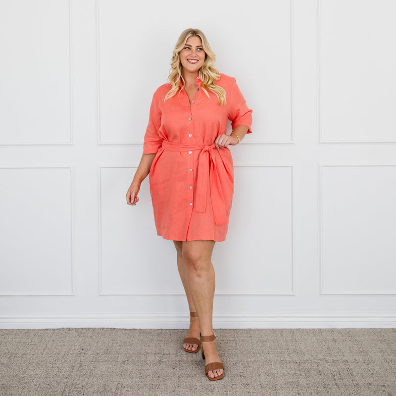 Styling You The Label Veronica linen shirtdress - apricot, made in Australia