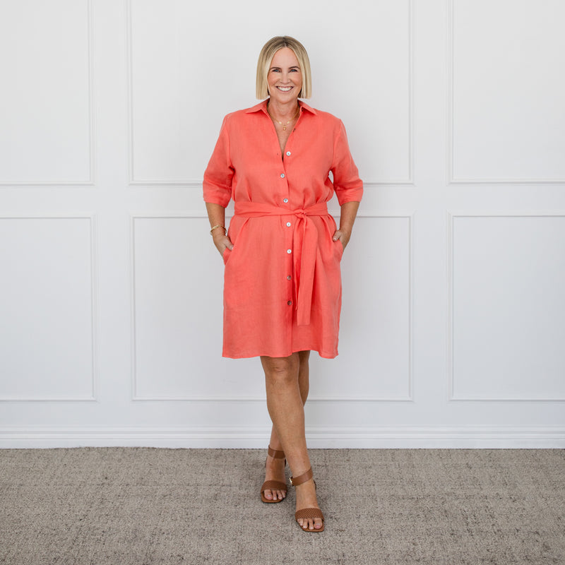 Styling You The Label Veronica linen shirtdress - apricot, made in Australia