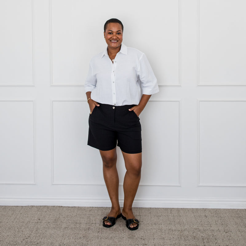 Styling You The Label Zed stretch tailored shorts in black, made in Australia