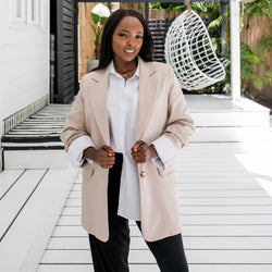 Styling You The Label Ashleigh stretch boyfriend blazer beige Made in Australia