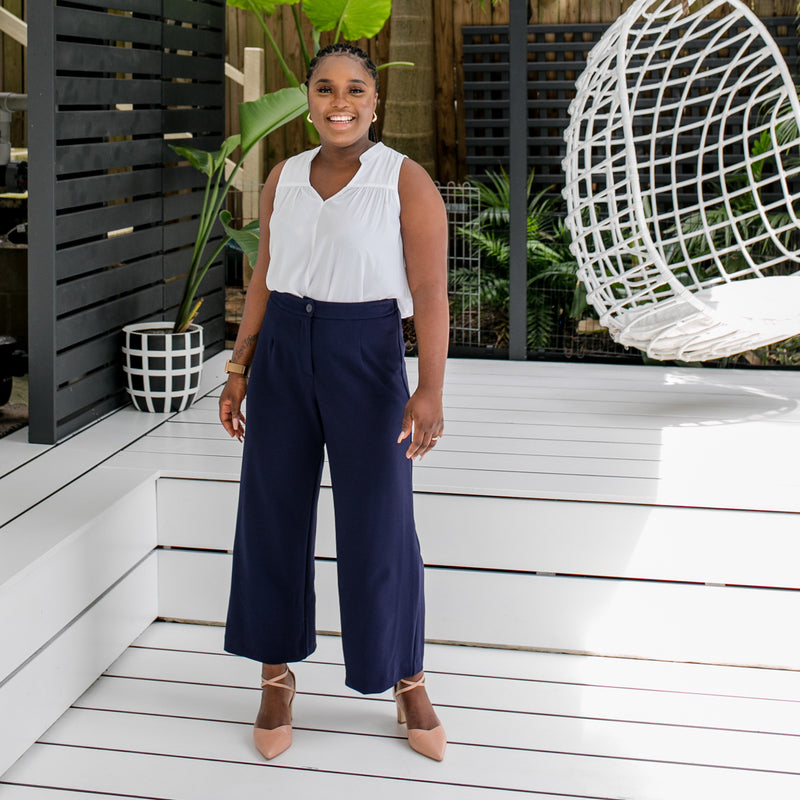 Styling You The Label Breanna scuba cropped pant in navy.. Made in Australia