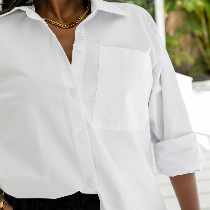 Styling You The Label Katie relaxed stretch cotton shirt - white Made in Australia