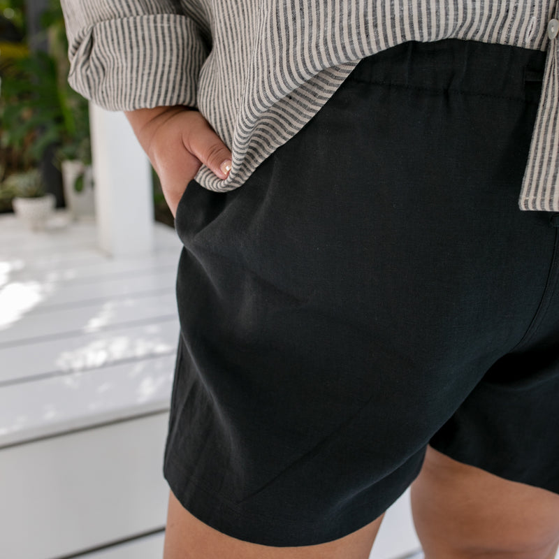 Styling You The Label Tess linen jogger short in black Made in Australia